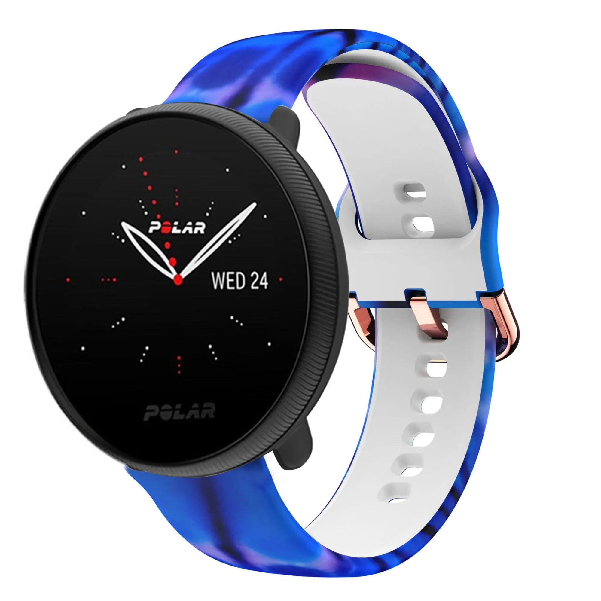 Print Silicone Strap, on a watch, 3/4 front view
