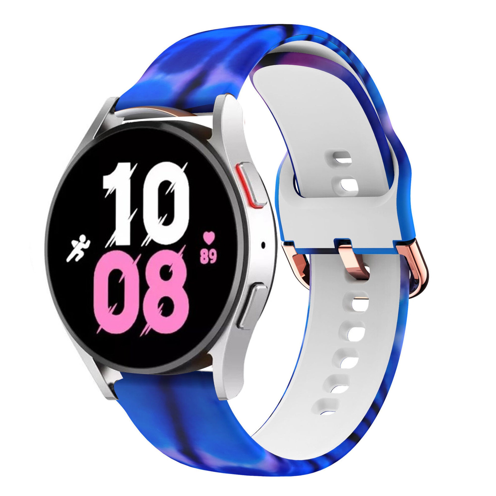 Print Silicone Strap, on a watch, 3/4 front view