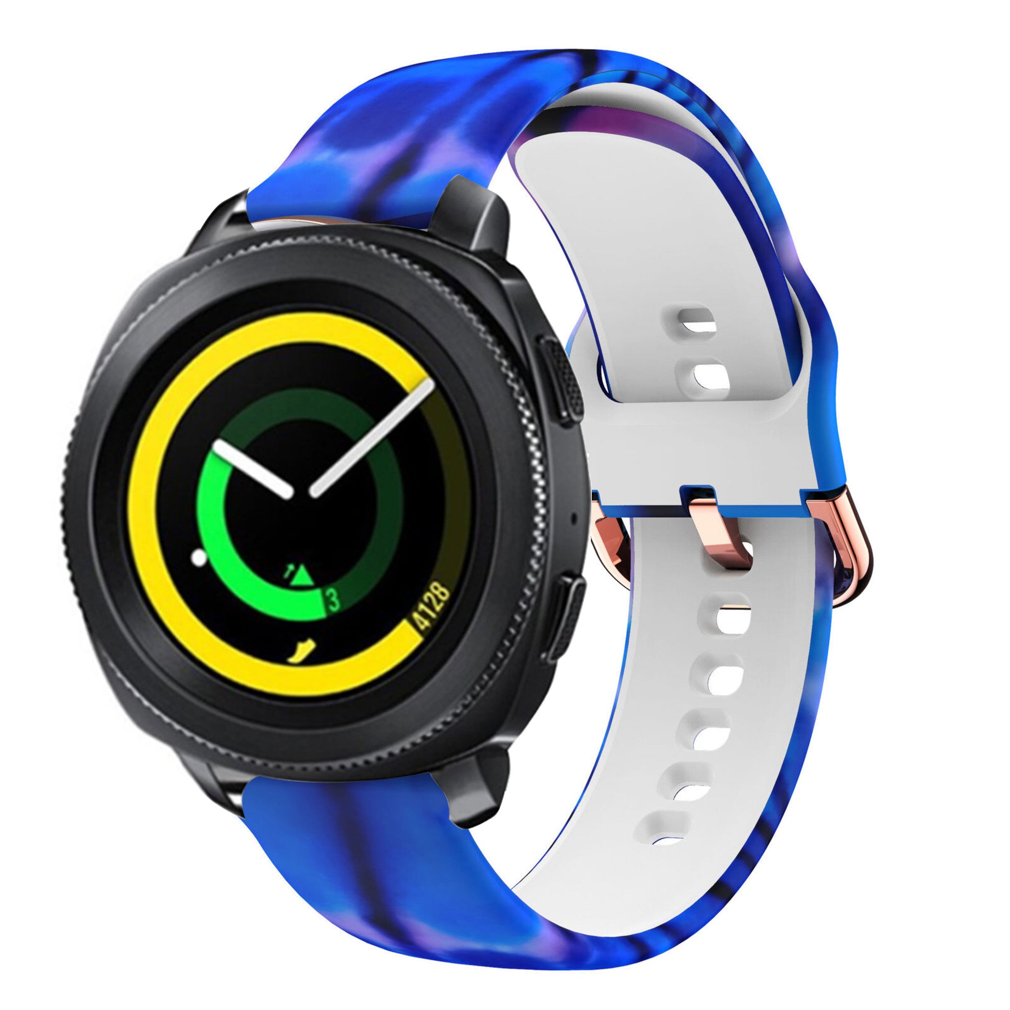 Print Silicone Strap, on a watch, 3/4 front view