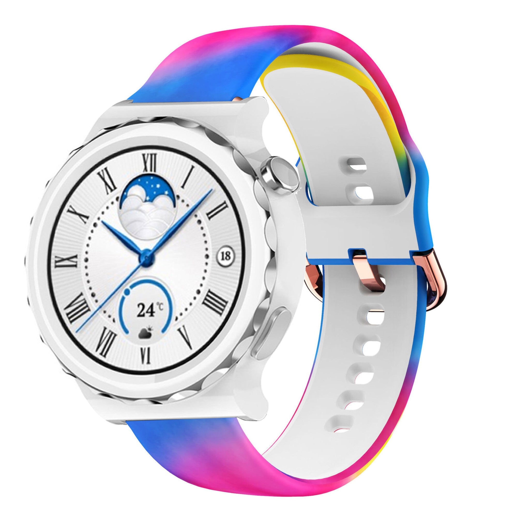 Print Silicone Strap, on a watch, 3/4 front view