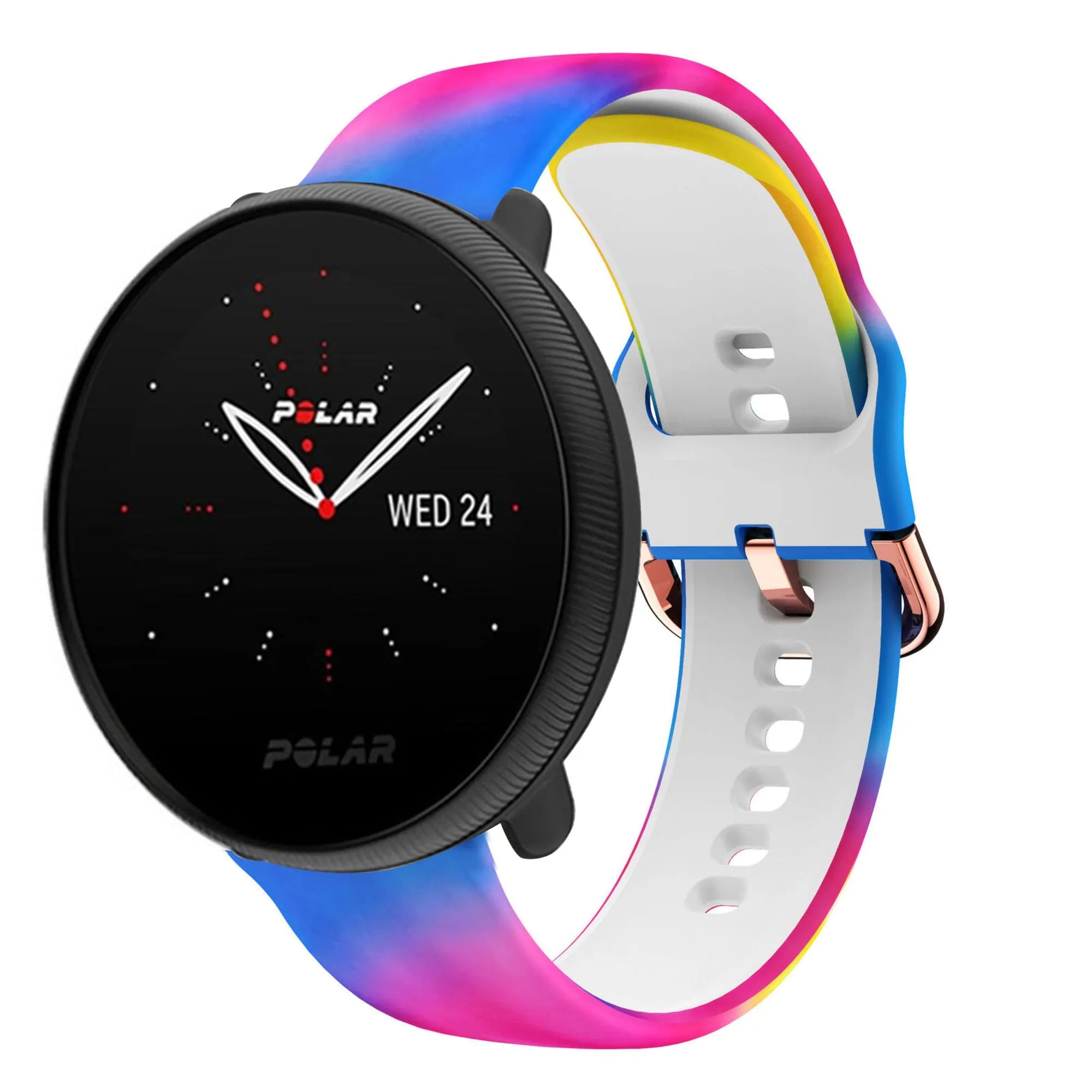 Print Silicone Strap, on a watch, 3/4 front view