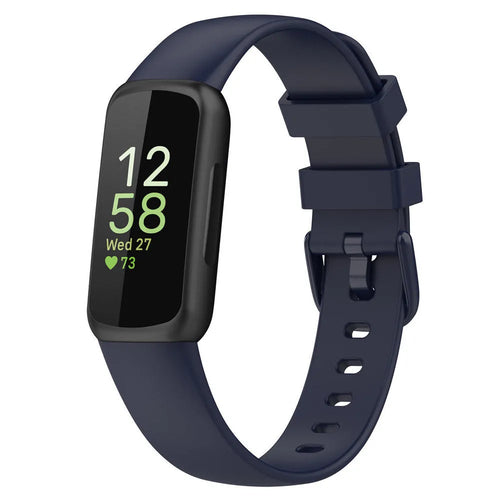 Silicone Strap, dark blue, on a watch, 3/4 front view