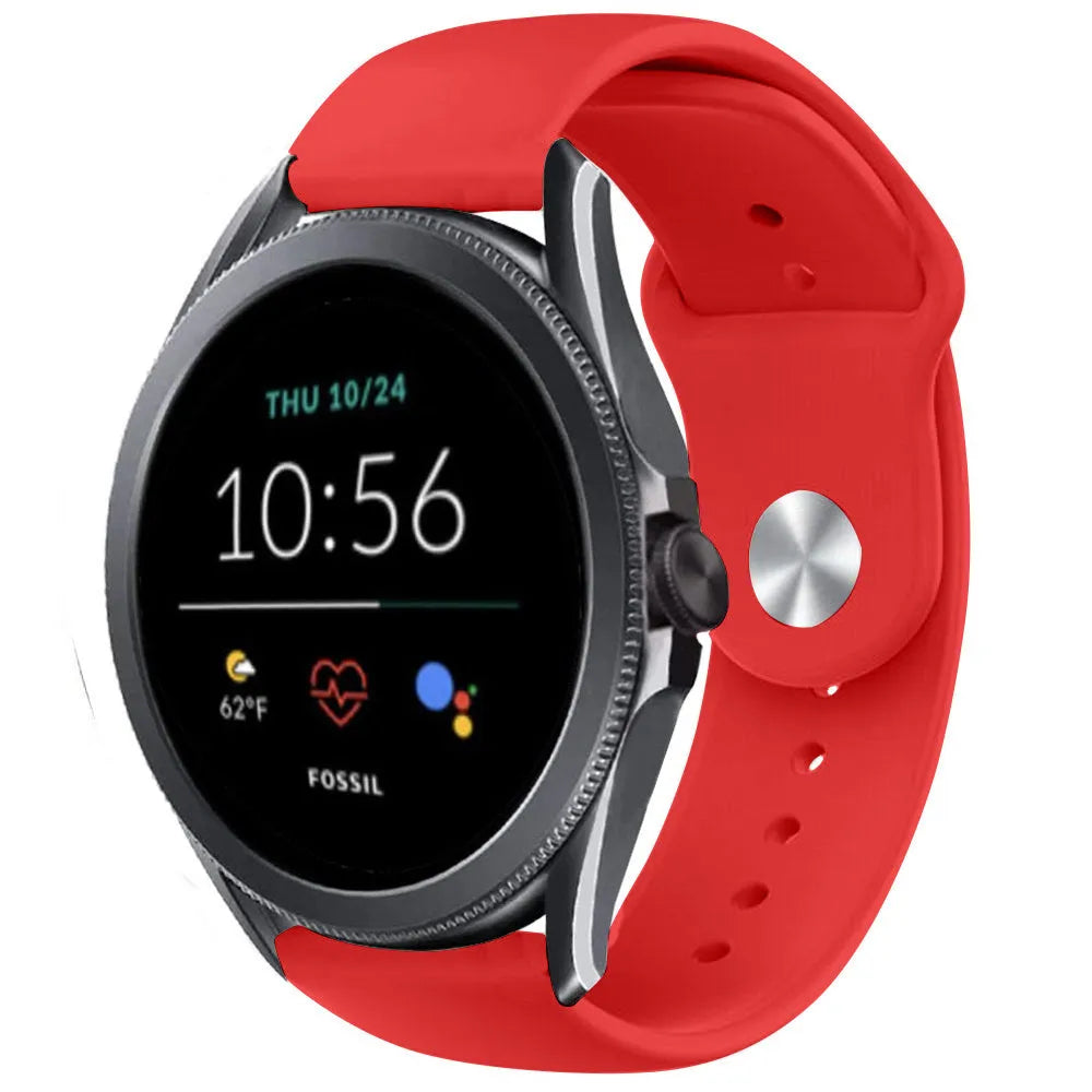 Silicone Sport Strap, red, on a watch, 3/4 front view