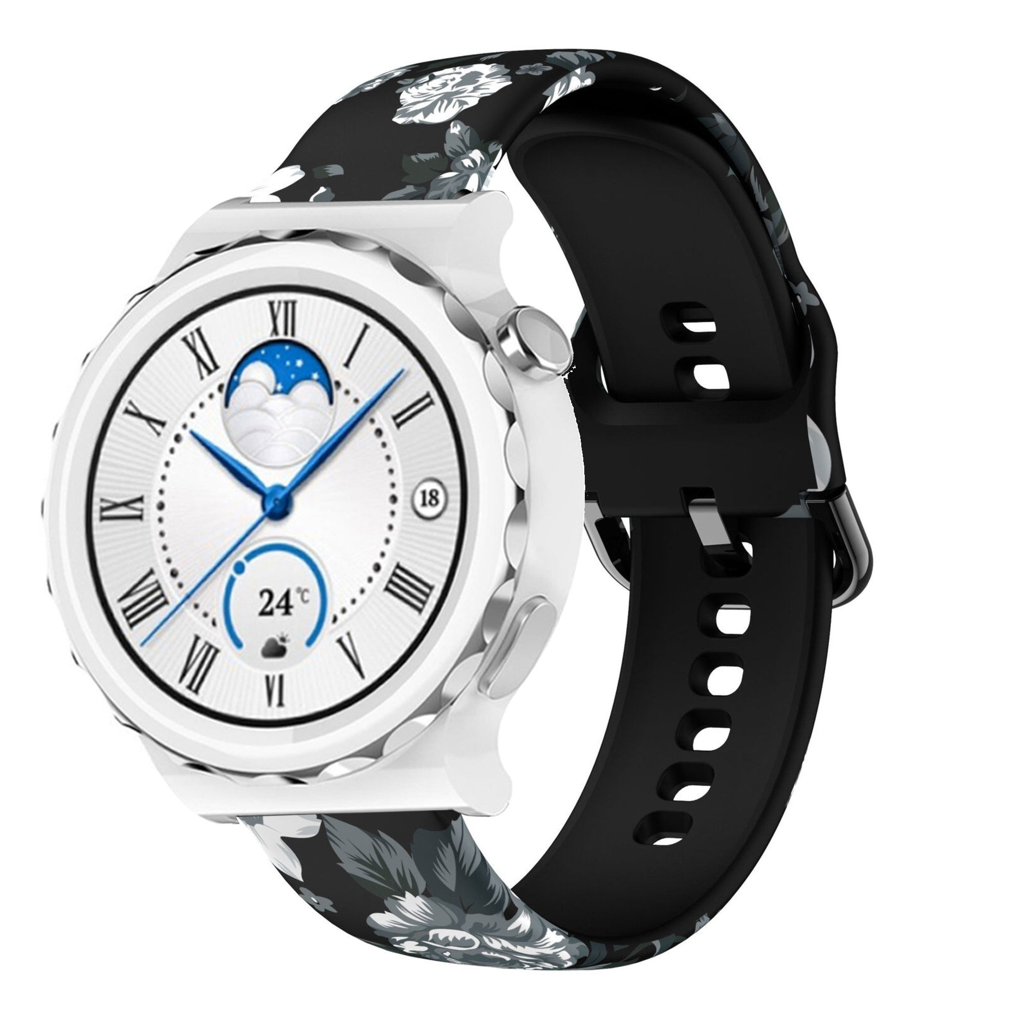 Print Silicone Strap, on a watch, 3/4 front view