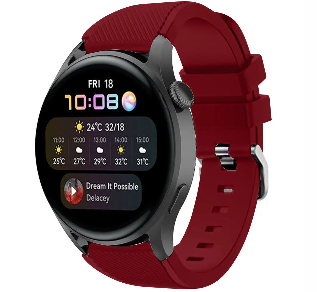 Twill Silicone Strap, on a watch, 3/4 front view