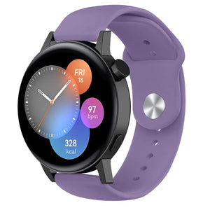 Silicone Sport Strap, lilac, on a watch, 3/4 front view
