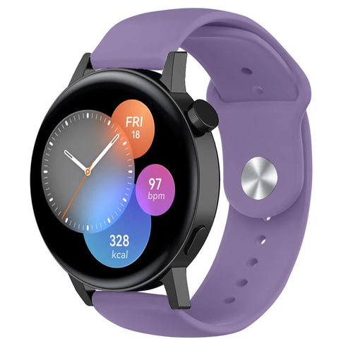 Silicone Sport Strap, lilac, on a watch, 3/4 front view