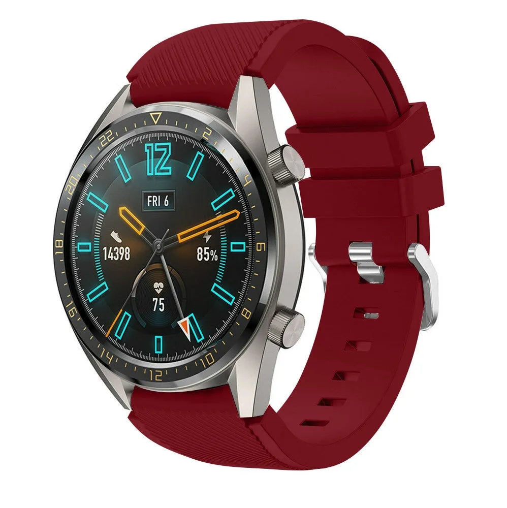 Twill Silicone Strap, on a watch, 3/4 front view