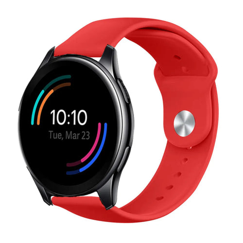 Silicone Sport Strap, red, on a watch, 3/4 front view