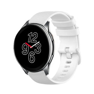 Premium Silicone Strap, white, on a watch, 3/4 front view