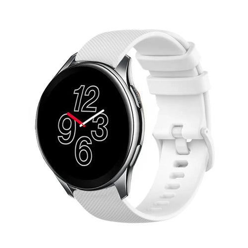 Premium Silicone Strap, white, on a watch, 3/4 front view