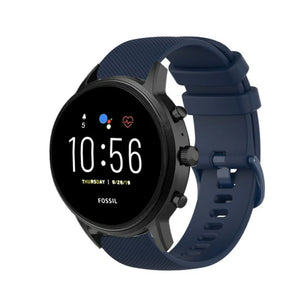 Premium Silicone Strap, dark blue, on a watch, 3/4 front view