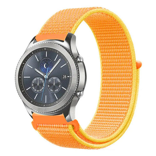 Nylon Strap, orange/yellow, on a watch, 3/4 front view