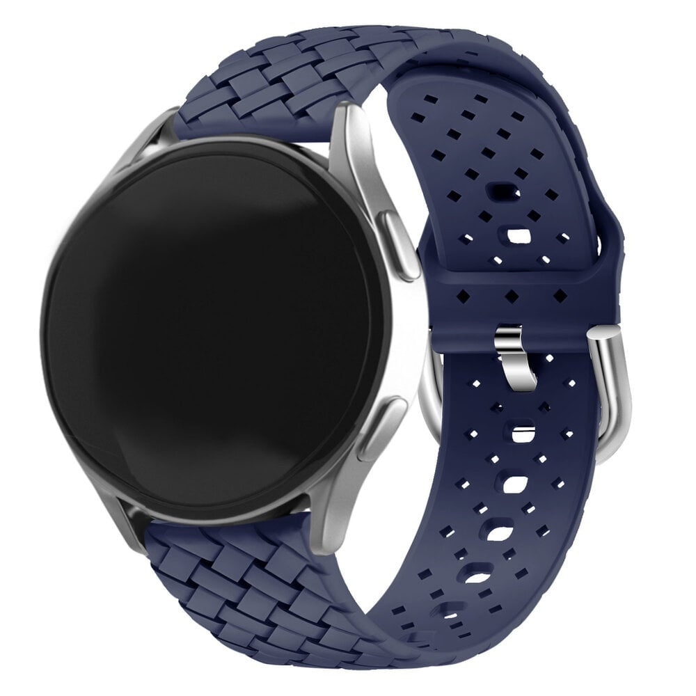 Braided Silicone Strap, dark blue, on a watch, 3/4 front view