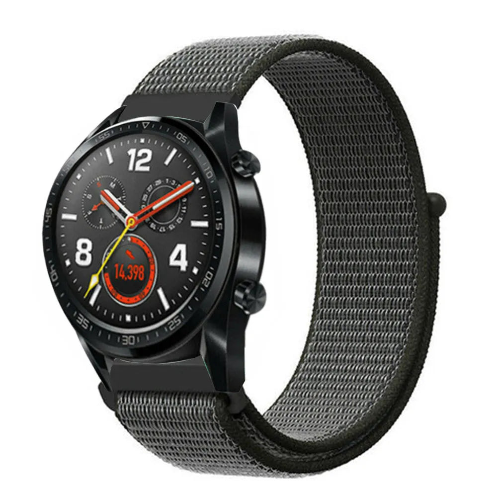 Nylon Strap, green, on a watch, 3/4 front view
