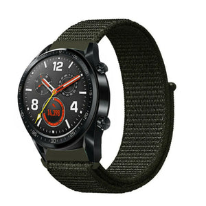 Nylon Strap, dark green, on a watch, 3/4 front view