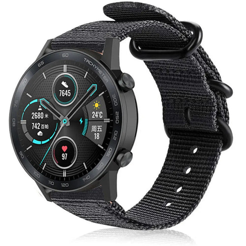 Honor Magic Watch 2 nylon gesp band (zwart)