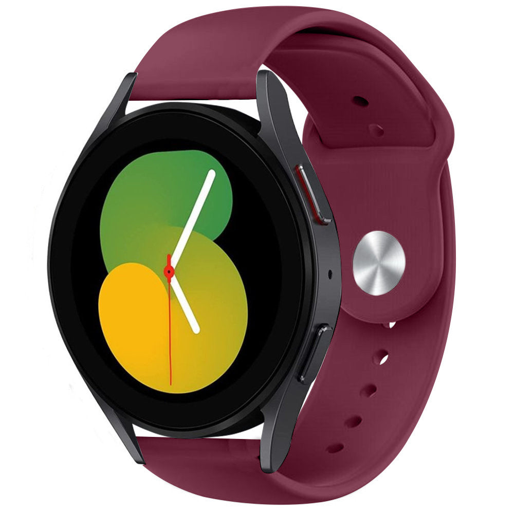 Silicone Sport Strap, burgundy, on a watch, 3/4 front view