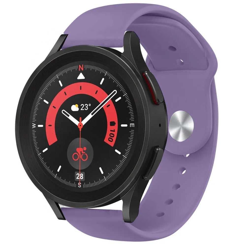 Silicone Sport Strap, lilac, on a watch, 3/4 front view