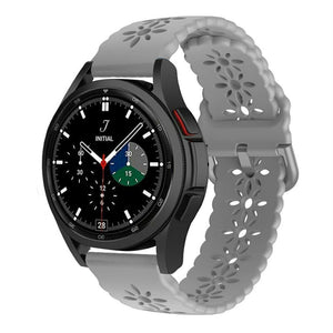 Patterned Silicone Strap, grey, on a watch, 3/4 front view