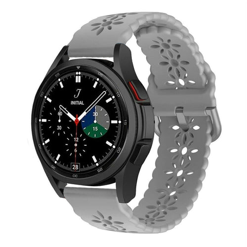 Patterned Silicone Strap, grey, on a watch, 3/4 front view