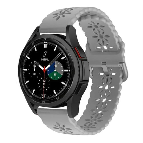 Patterned Silicone Strap, grey, on a watch, 3/4 front view