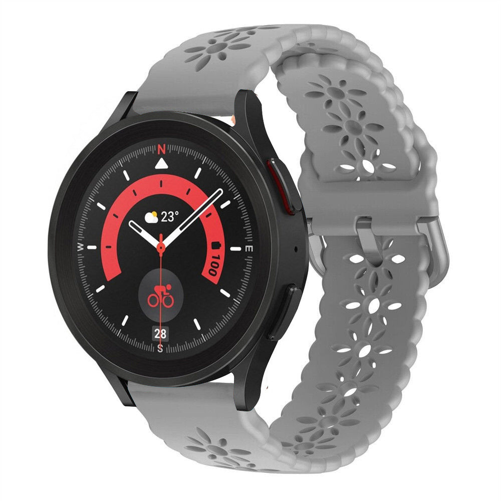 Patterned Silicone Strap, grey, on a watch, 3/4 front view