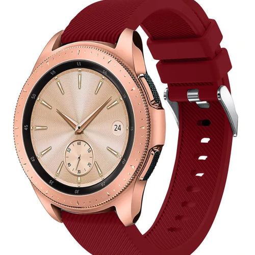 Twill Silicone Strap, burgundy, on a watch, 3/4 front view