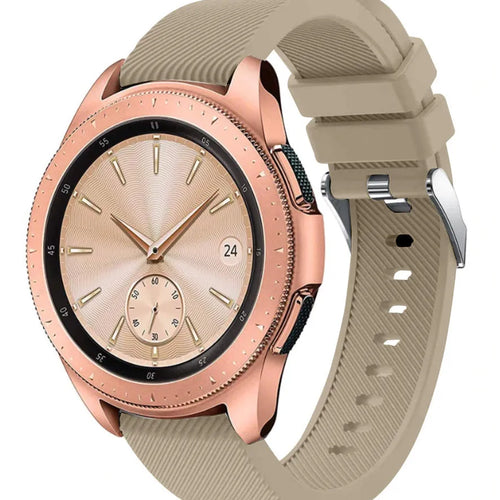 Twill Silicone Strap, beige, on a watch, 3/4 front view