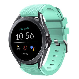 Twill Silicone Strap, aqua, on a watch, 3/4 front view