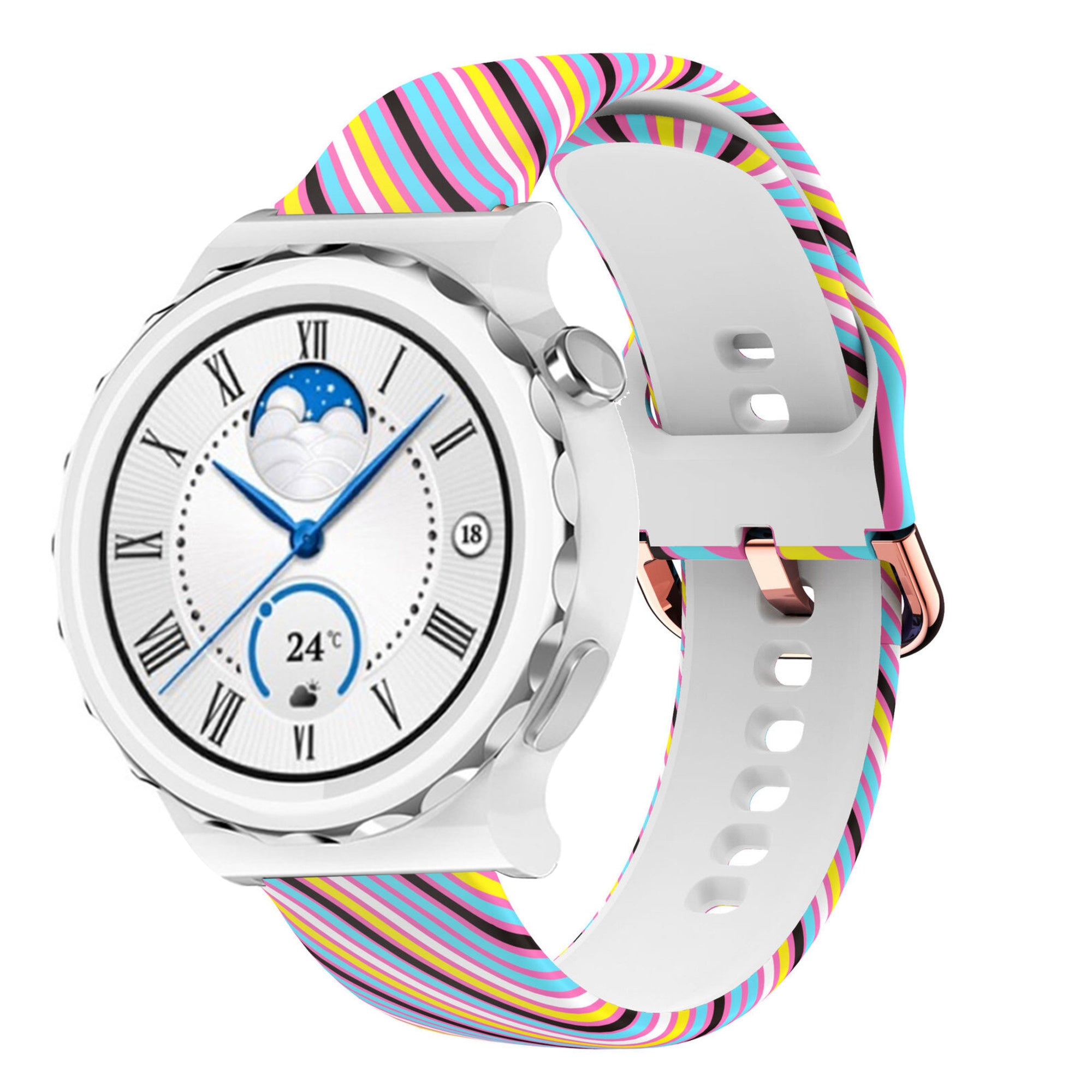 Print Silicone Strap, on a watch, 3/4 front view