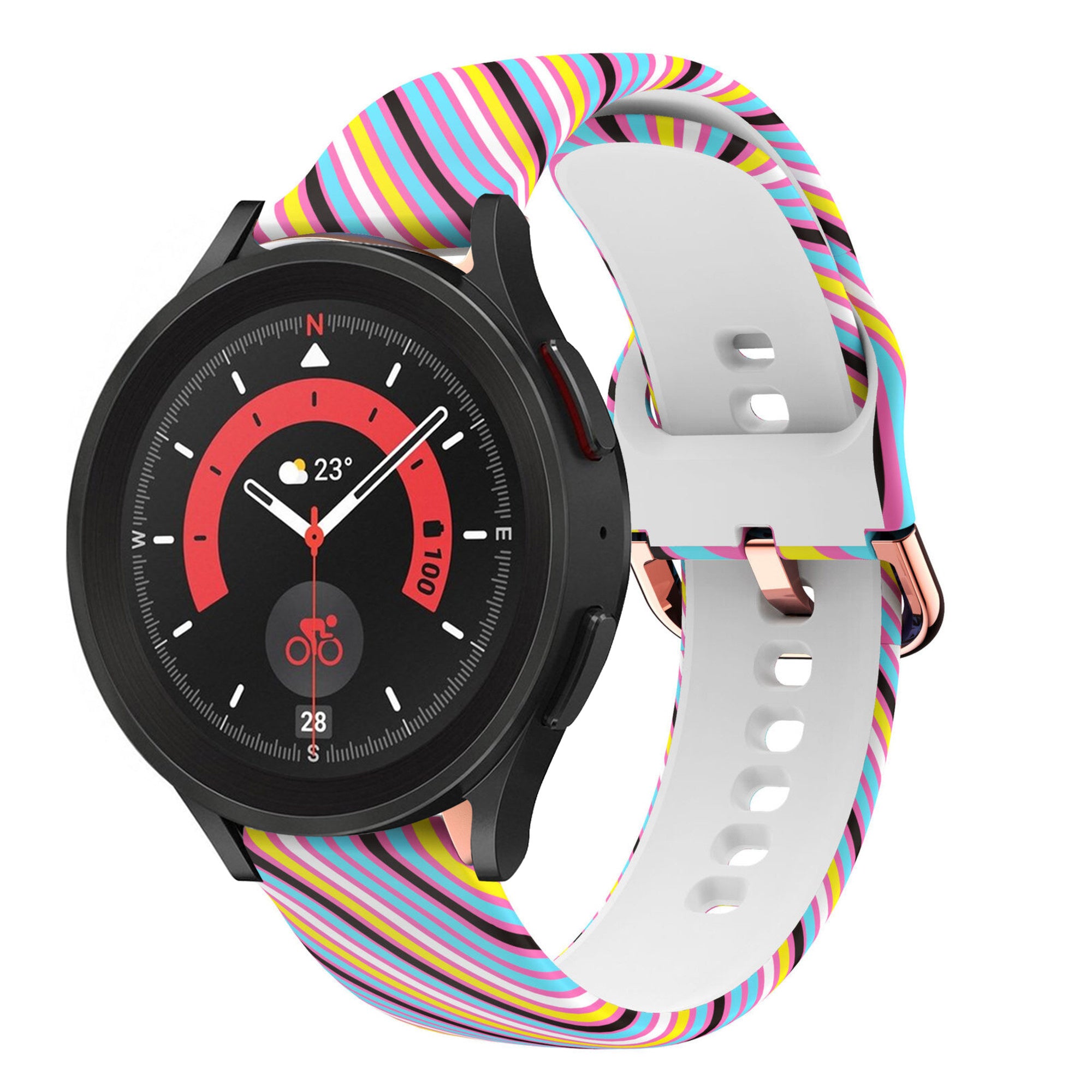Print Silicone Strap, on a watch, 3/4 front view