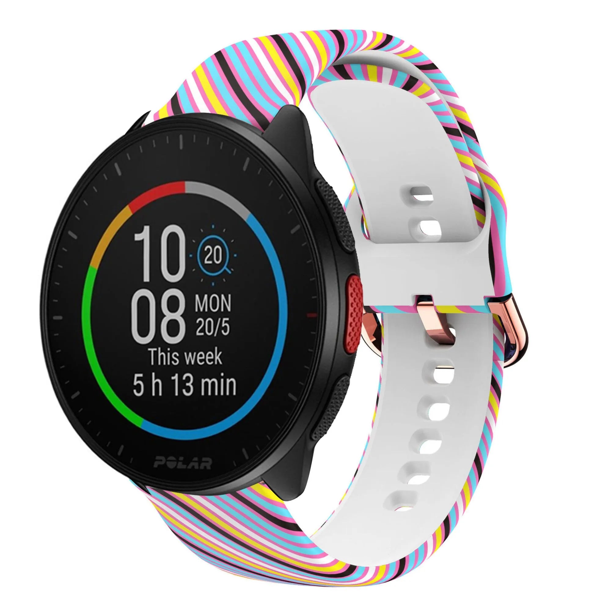 Print Silicone Strap, on a watch, 3/4 front view