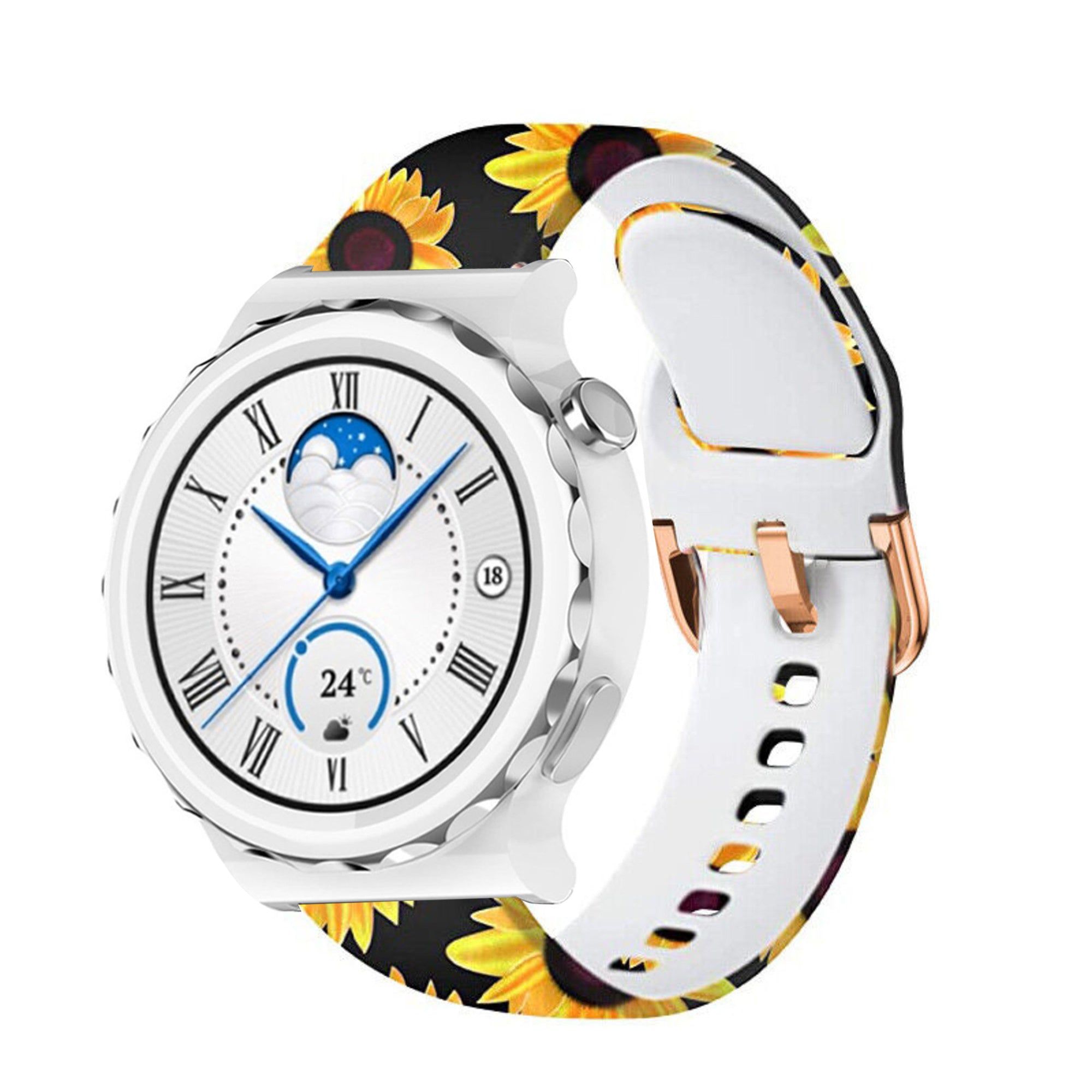 Print Silicone Strap, on a watch, 3/4 front view