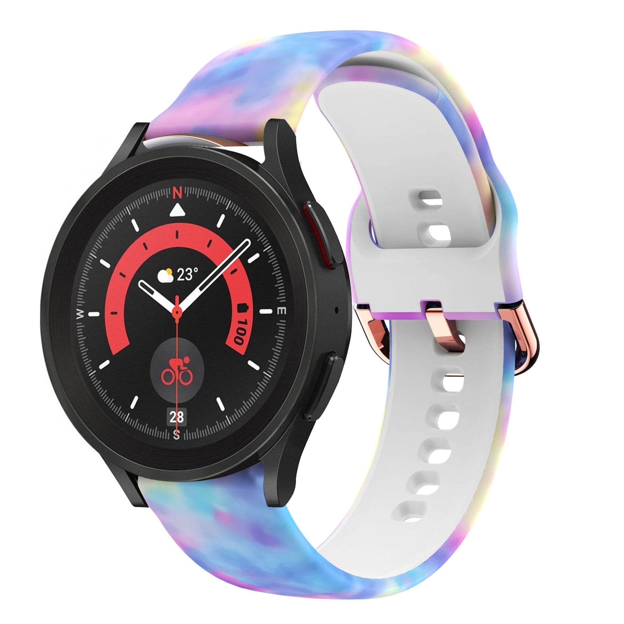 Print Silicone Strap, on a watch, 3/4 front view