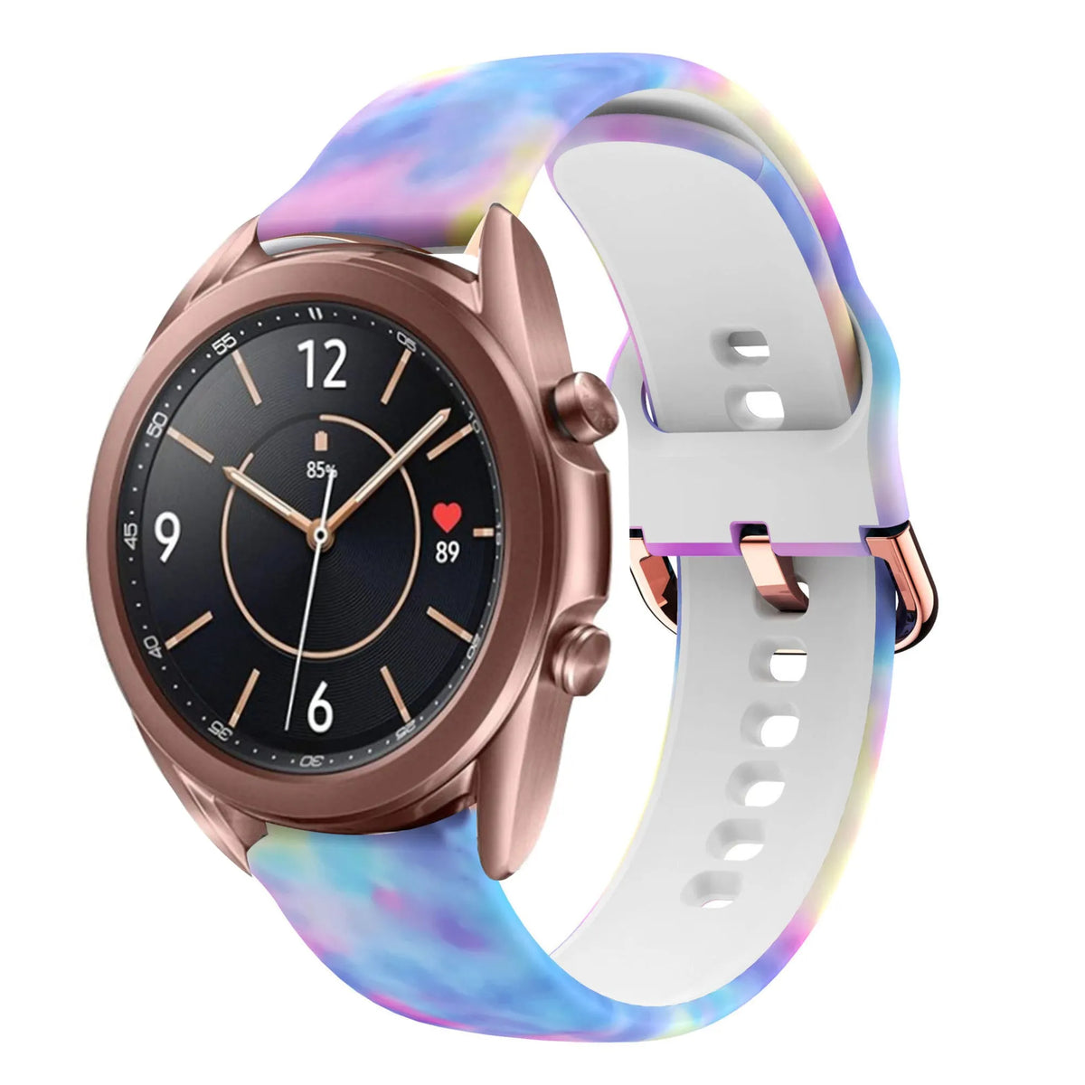 Print Silicone Strap, on a watch, 3/4 front view