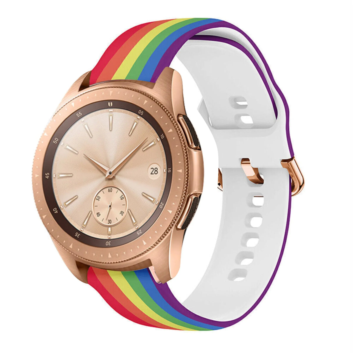 Print Silicone Strap, on a watch, 3/4 front view