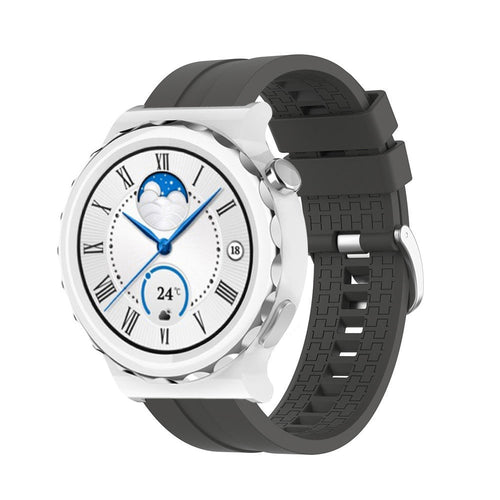 Silicone Strap 'Extreme', dark grey, on a watch, 3/4 front view