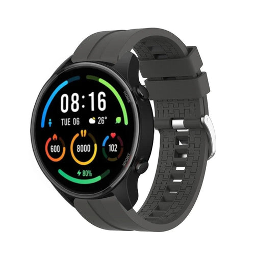 Silicone Strap 'Extreme', dark grey, on a watch, 3/4 front view