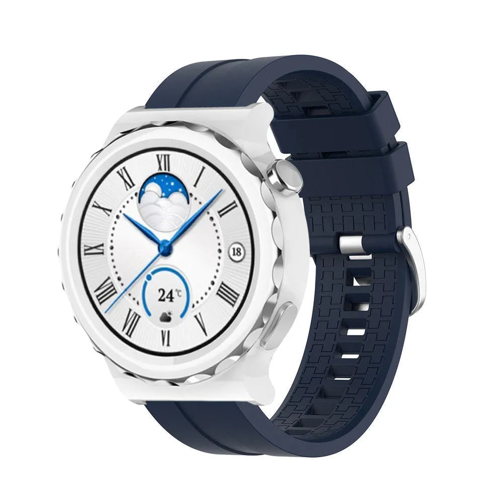 Silicone Strap 'Extreme', dark blue, on a watch, 3/4 front view