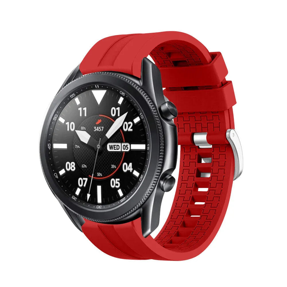 Silicone Strap 'Extreme', red, on a watch, 3/4 front view