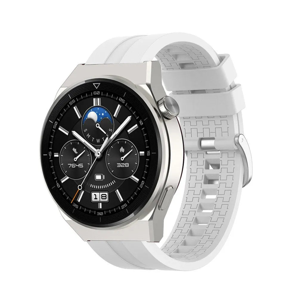 Silicone Strap 'Extreme', white, on a watch, 3/4 front view