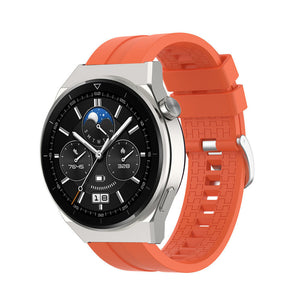 Silicone Strap 'Extreme', orange, on a watch, 3/4 front view