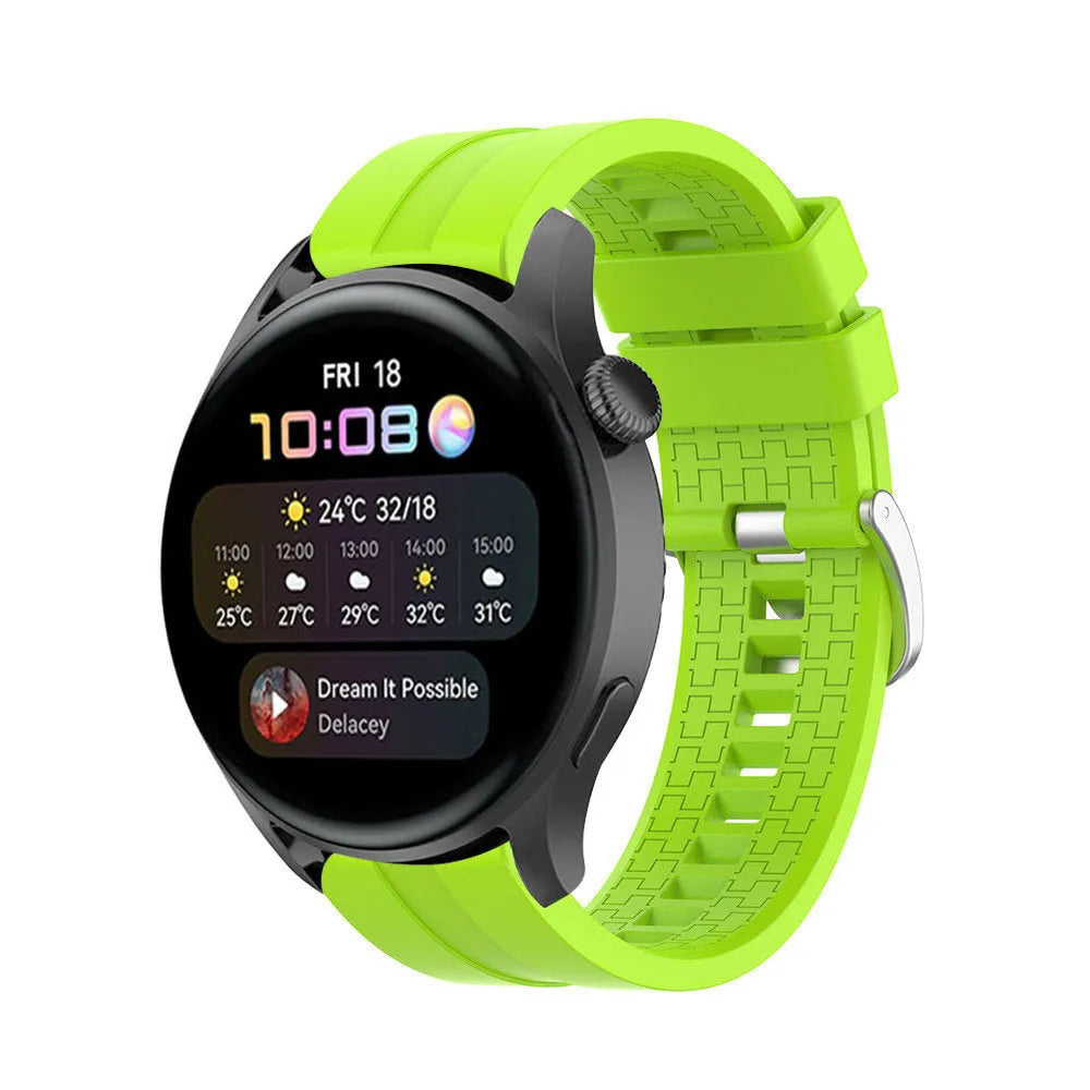 Silicone Strap 'Extreme', lime, on a watch, 3/4 front view