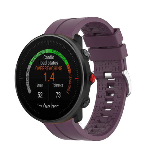 Silicone Strap 'Extreme', purple, on a watch, 3/4 front view