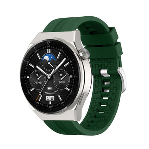 Silicone Strap 'Extreme', army green, on a watch, 3/4 front view
