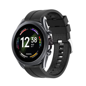 Silicone Strap 'Extreme', black, on a watch, 3/4 front view