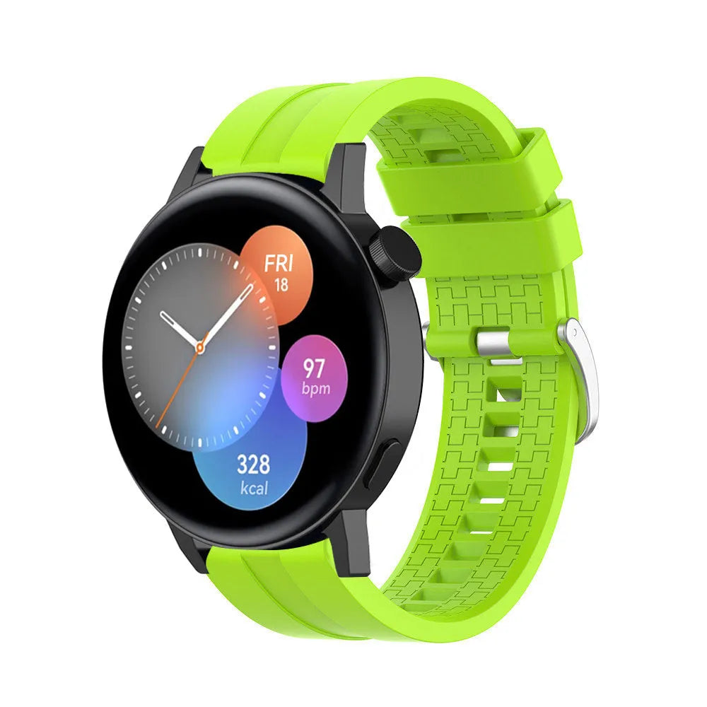 Silicone Strap 'Extreme', lime, on a watch, 3/4 front view