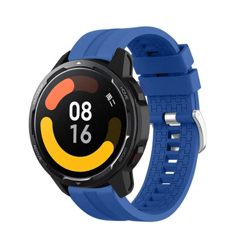 Silicone Strap 'Extreme', blue, on a watch, 3/4 front view