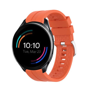 Silicone Strap 'Extreme', orange, on a watch, 3/4 front view